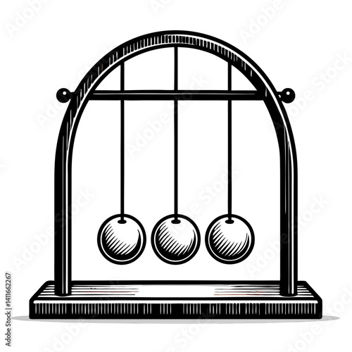 Classic Newton's Cradle Illustration Perfect for Educational Materials and Graphic Designs