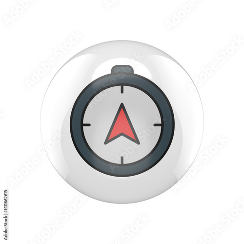 Free Download vector compass glossy rounded icon, minimalistic design localisation map concept  - GFXLoad
