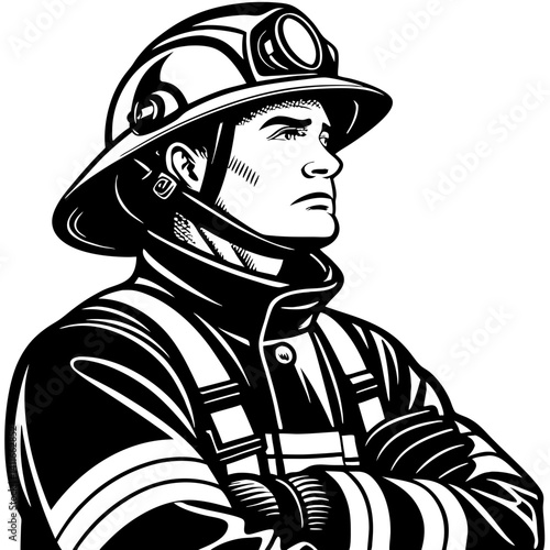 Proud Firefighter Illustration for Heroic Themes and Inspirational Designs