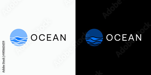 Ocean wave shape vector logo design with modern, simple, clean and abstract style. Icon for business, and personal branding.