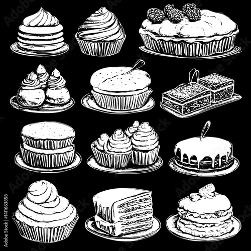 Blueprint design of Bakery, Bakery line art illustration art