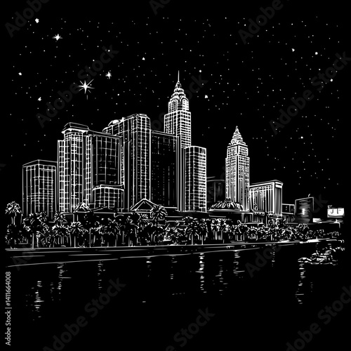 Blueprint design of Casino, Casino line art illustration art