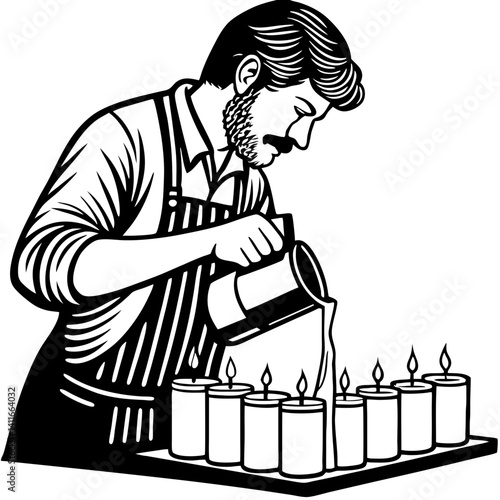 Craftsman Pouring Wax Into Candle Molds for Handmade Candle Creation