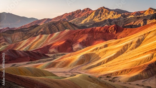 Colorful Striped Mountain Range Landscape