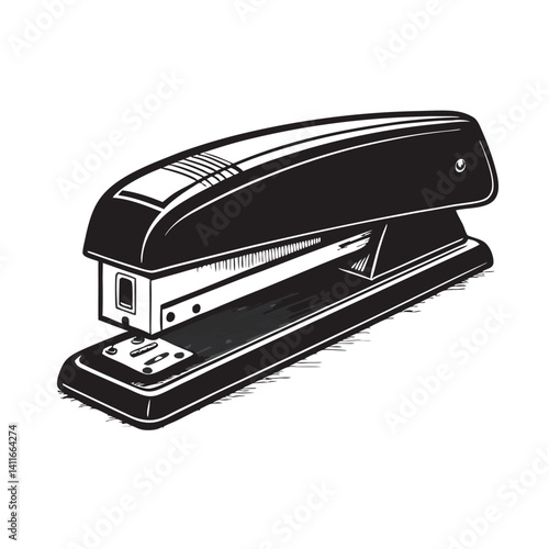 Detailed Black Stapler Vector Design Ideal for Office Supplies and Creative Projects