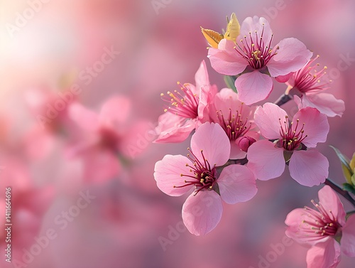 Pink Flowers on Soft Pink Background