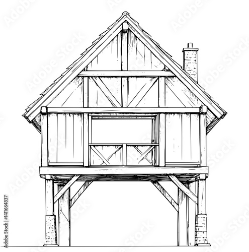 Blueprint design of Stable, Stable line art illustration art