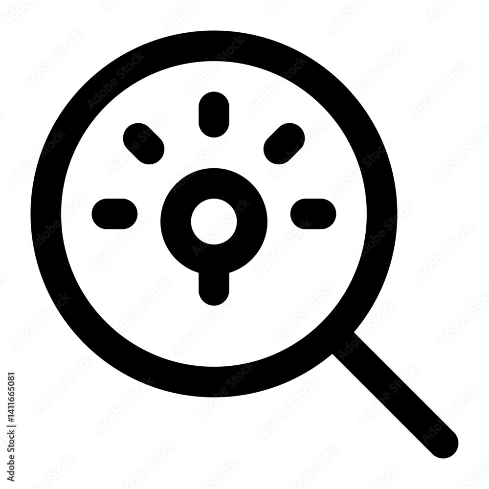 Fototapeta premium search brainstorming magnifier analyse. minimalist outline icon for web and app
