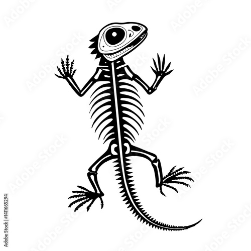 Intricate Lizard Skeleton Design for Tattoo Illustrations and Art Projects