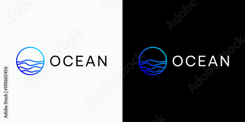 Ocean wave shape line vector logo design with modern, simple, clean and abstract style. Icon for business, and personal branding.