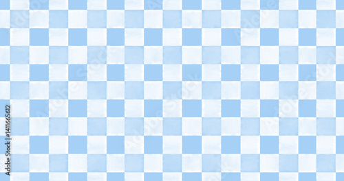 Abstract Seamless Pattern With Pastel Blue and White Watercolor Squares. Blue-White Background With Checkered Endless Design. Abstract Painting-like Tartan Print.