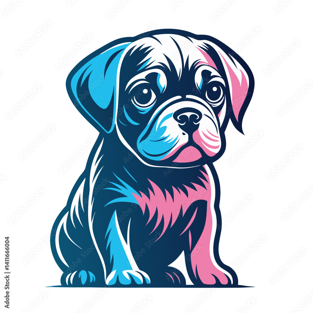 Fototapeta premium Colorful Cartoon Pug Dog Vector Illustration for Pet Lovers and Children's Art Projects
