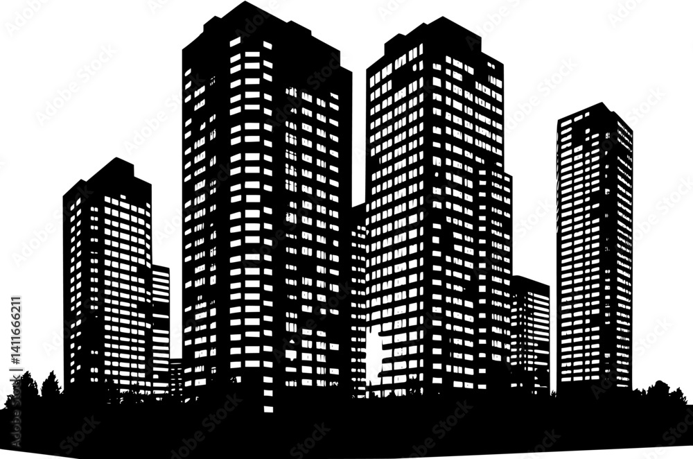 Obraz premium Apartment complex fantasy architecture, Apartment complex vector graphic