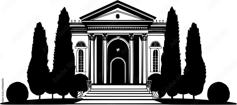 Fototapeta premium Fantasy architecture of Embassy, Embassy vector graphic