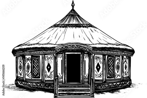 Fantasy architecture of Yurt, Yurt vector graphic