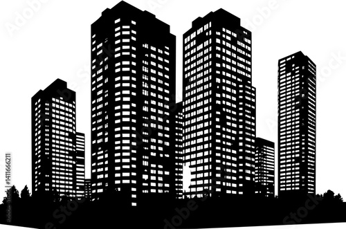 Apartment complex fantasy architecture, Apartment complex vector graphic