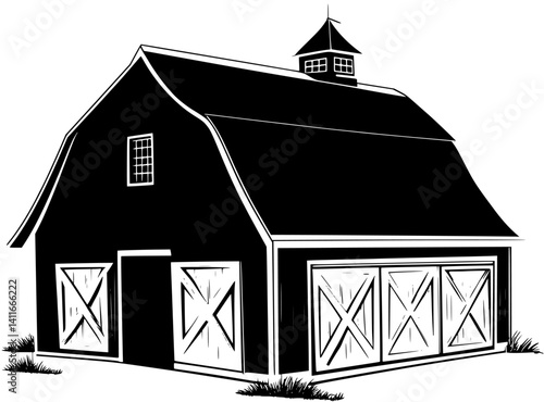 Fantasy architecture of Barn, Barn vector graphic