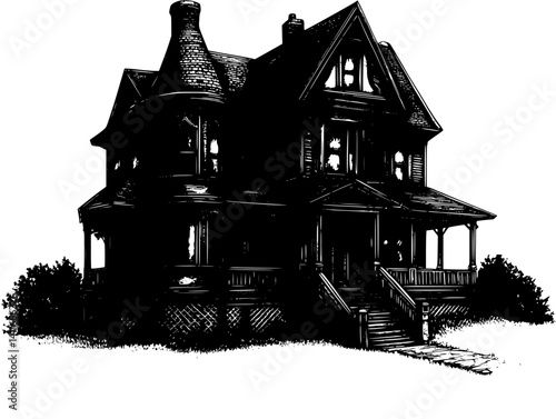 Boarding house fantasy architecture, Boarding house vector graphic