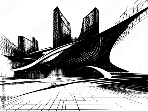 Fantasy architecture of Call center, Call center vector graphic