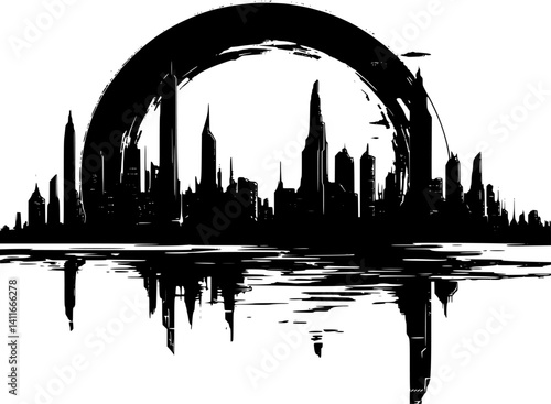 Data storage facility fantasy architecture, Data storage facility vector graphic