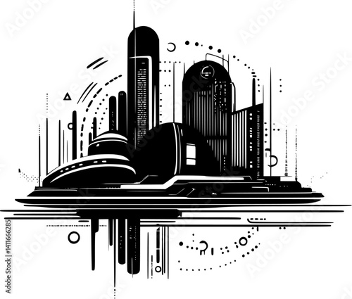 Data center fantasy architecture, Data center vector graphic