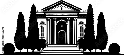 Fantasy architecture of Embassy, Embassy vector graphic