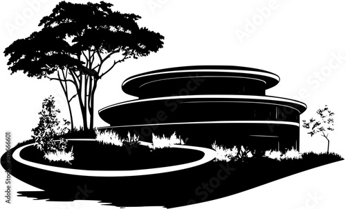 Fantasy architecture of Performing arts center, Performing arts center vector graphic