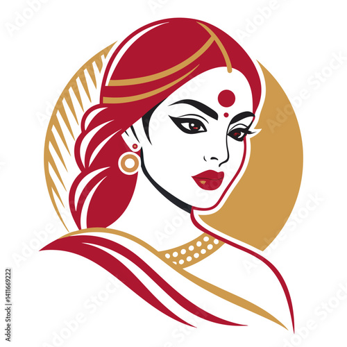 Elegant Indian Woman in Traditional Attire for Cultural Art and Design Projects