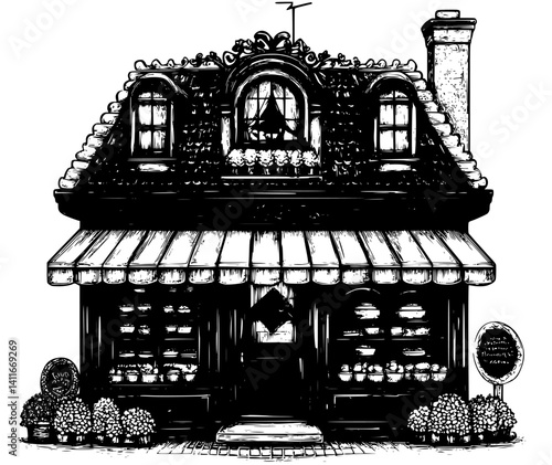 Bakery fantasy architecture, Bakery vector illustration