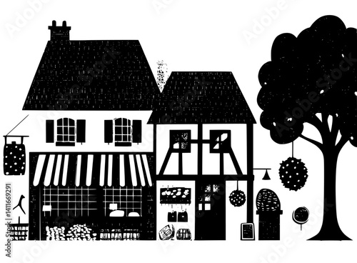Fantasy architecture of Butcher shop, Butcher shop vector illustration