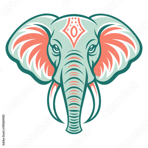 Wallpaper Mural Stylized Elephant Head Graphic with Vibrant Colors and Intricate Patterns for Tattoo and Art Torontodigital.ca