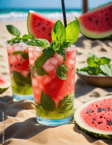 mojito cocktail with strawberry