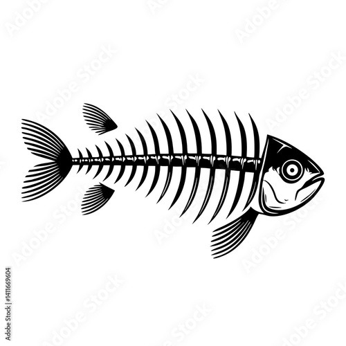Intricate Fish Skeleton Design for Creative Projects and Tattoo Inspirations