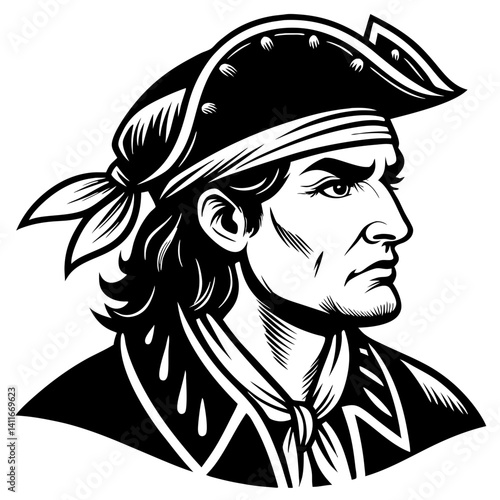 Detailed Pirate Character Illustration for Tattoo Design and Graphic Projects