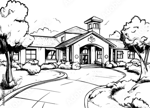 Hospital fantasy architecture, Hospital vector illustration