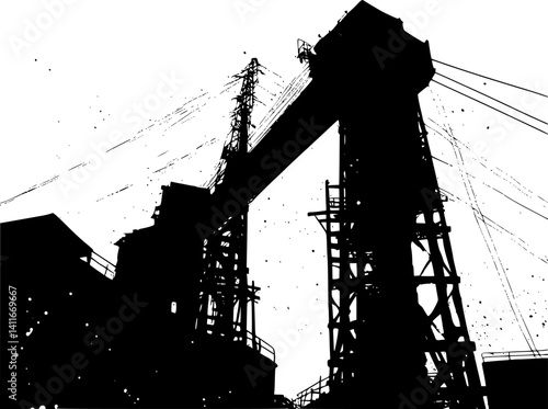 Fantasy architecture of Mining facility, Mining facility vector illustration