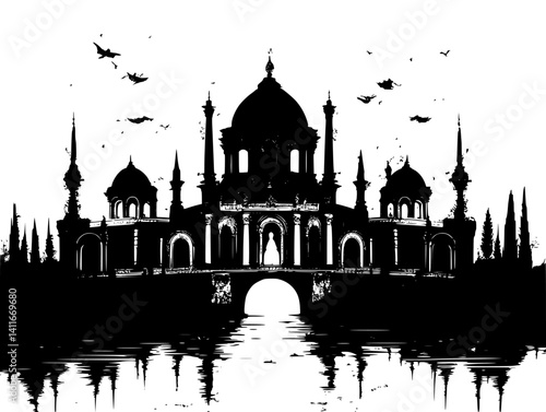 Park Pavillion fantasy architecture, Park Pavillion vector illustration