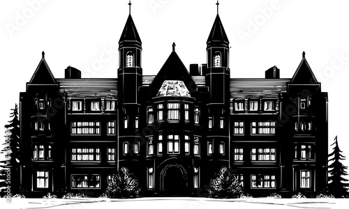 University fantasy architecture, University vector illustration