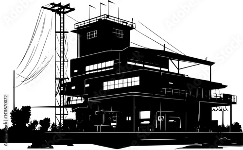 Fantasy architecture of Waste processing plant, Waste processing plant vector illustration