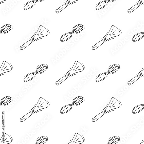 kitchen utensil pattern. kitchenware seamless pattern. doodle kitchen background