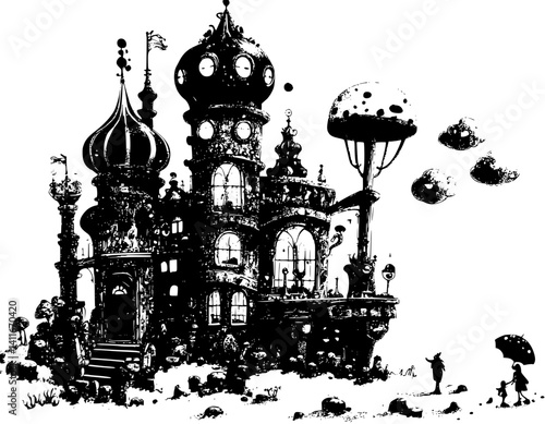 Dairy fantasy architecture, Dairy illustration art