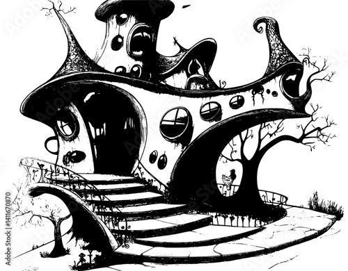 Fantasy architecture of Sanatorium, Sanatorium illustration art