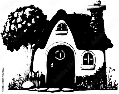 Tiny house fantasy architecture, Tiny house illustration art