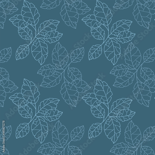 Tropical Blue Leaves Pattern