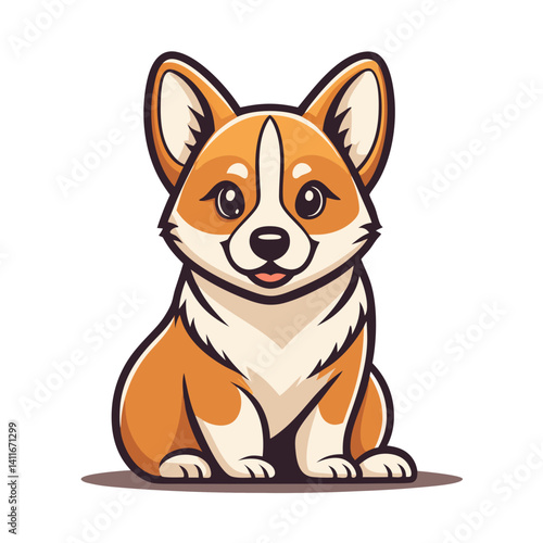 Cute Cartoon Corgi Dog Character Illustration for Pet Lovers and Design Projects