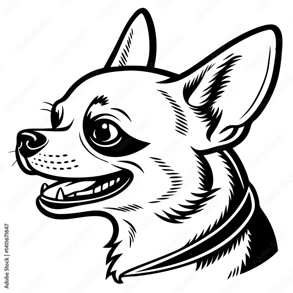Charming Chihuahua Dog Portrait Vector Illustration for Artwork and Tattoo Designs Charming Chihuahua Dog Portrait Vector Illustration for Artwork and Tattoo Designs