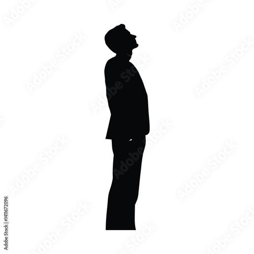 Businessman looks upon the sky vector black silhouette