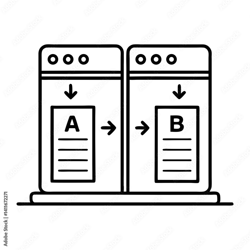 Data Comparison Illustration Featuring A and B Options for Analysis and Decision Making Data Comparison Illustration Featuring A and B Options for Analysis and Decision Making