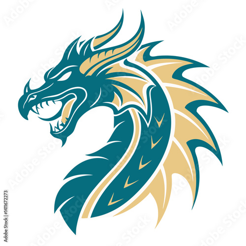 Wallpaper Mural Majestic Dragon Head Illustration with Fierce Expression Ideal for Tattoos and Graphic Design Torontodigital.ca