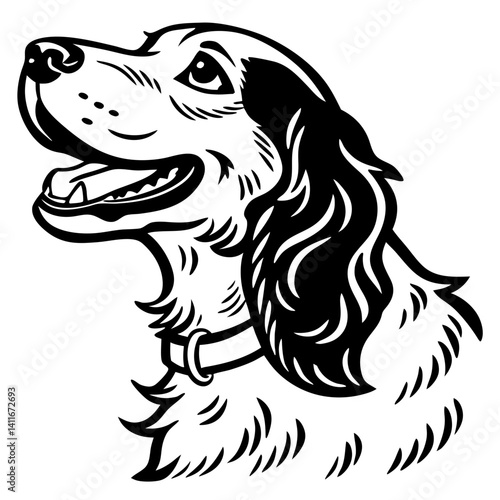 Playful Dog Illustration for Tattoo Design or Coloring Book Art